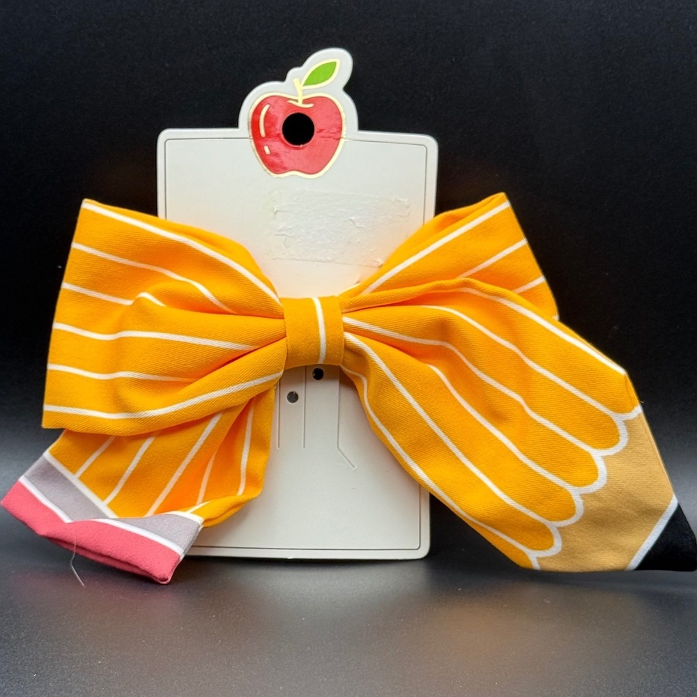 Target Bullseye Playground Pencil‎ Hair Bow Yellow Back to School Clip B13369534